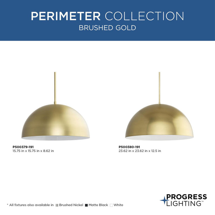 Progress Lighting Perimeter Collection 100W One-Light Pendant Brushed Gold (P500379-191)