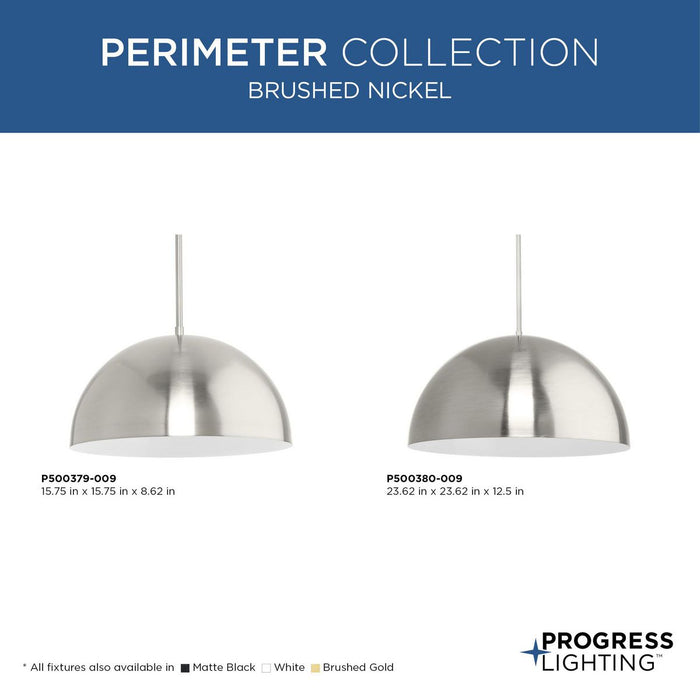 Progress Lighting Perimeter Collection 100W One-Light Pendant Brushed Nickel (P500380-009)