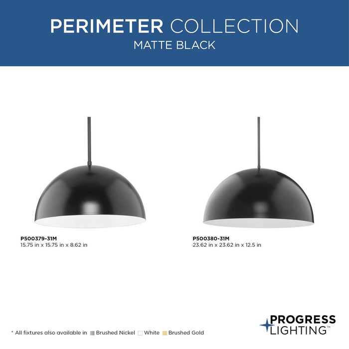 Progress Lighting Perimeter Collection 100W One-Light Pendant Matte Black (P500380-31M)