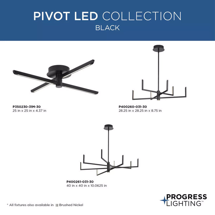Progress Lighting Pivot LED Collection 17.5W LED Semi Flush Fixture Matte Black (P350230-31M-30)
