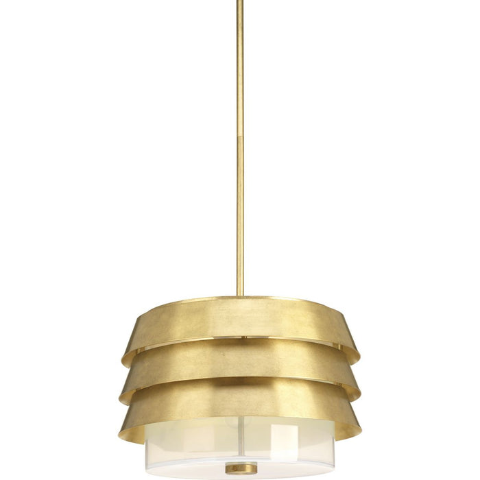 Progress Lighting Point Dume Sandbar 3 Light 15 Inch Brushed Brass Semi-Flush Convertible Ceiling Light (P350141-160)