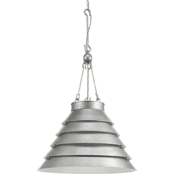 Progress Lighting Point Dume Surfrider 3 Light 25 Inch Galvanized Pendant Ceiling Light (P500200-141)