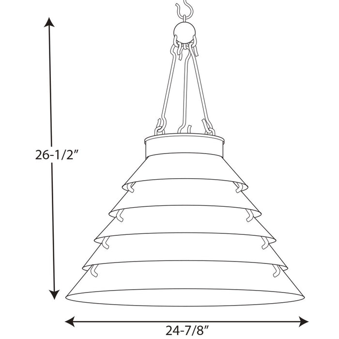 Progress Lighting Point Dume Surfrider 3 Light 25 Inch Matte Blue Enamel Pendant Ceiling Light (P500200-162)