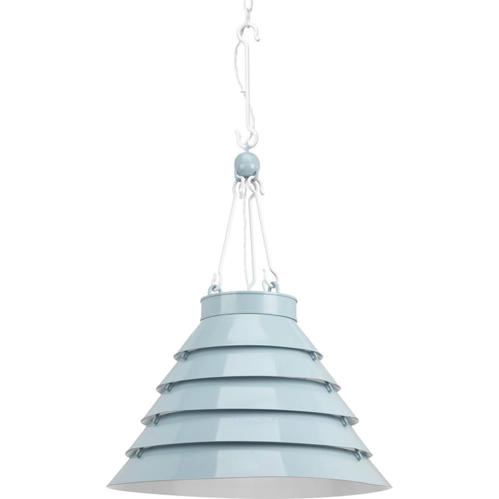 Progress Lighting Point Dume Surfrider 3 Light 25 Inch Matte Blue Enamel Pendant Ceiling Light (P500200-162)