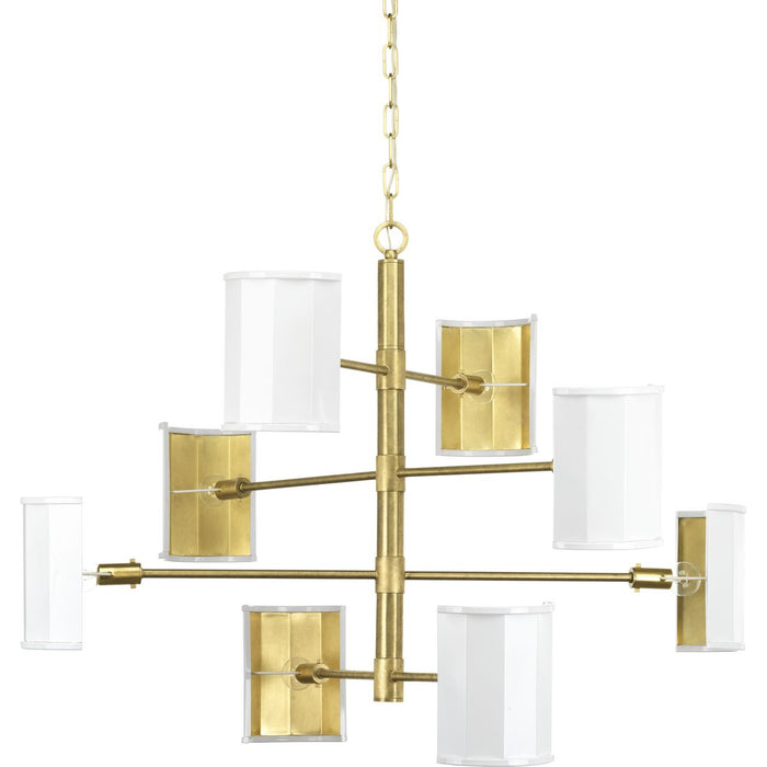 Progress Lighting Point Dume Wandermere 8 Light 40 Inch Brushed Brass Chandelier Ceiling Light (P400192-160)