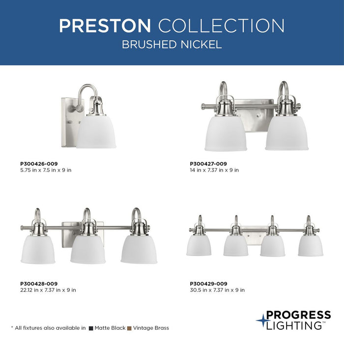 Progress Lighting Preston Collection 100W Four-Light Bath Fixture Brushed Nickel (P300429-009)