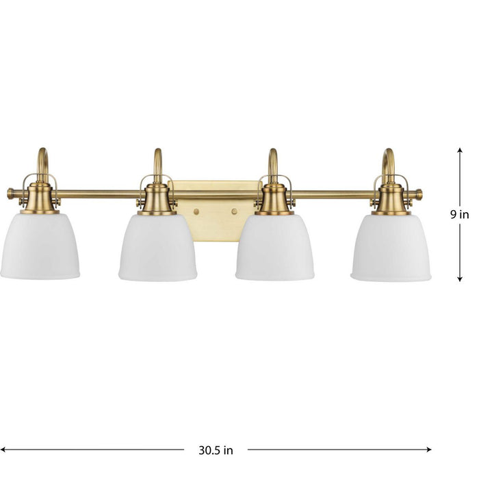 Progress Lighting Preston Collection 100W Four-Light Bath Fixture Vintage Brass (P300429-163)