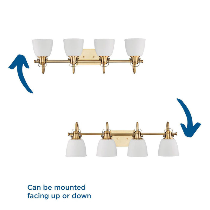 Progress Lighting Preston Collection 100W Four-Light Bath Fixture Vintage Brass (P300429-163)