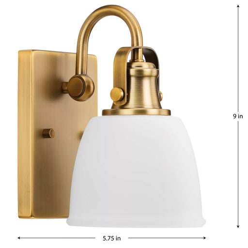 Progress Lighting Preston Collection 100W One-Light Bath Fixture Vintage Brass (P300426-163)