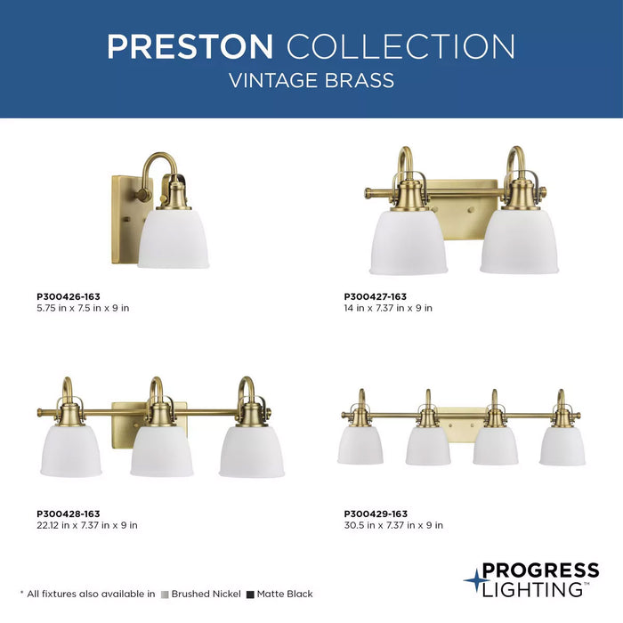 Progress Lighting Preston Collection 100W One-Light Bath Fixture Vintage Brass (P300426-163)