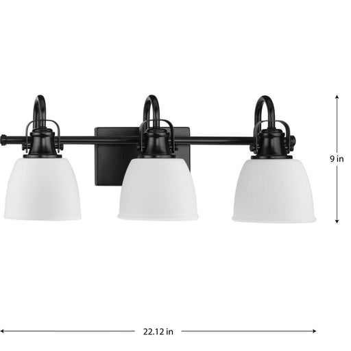 Progress Lighting Preston Collection 100W Three-Light Bath Fixture Matte Black (P300428-31M)