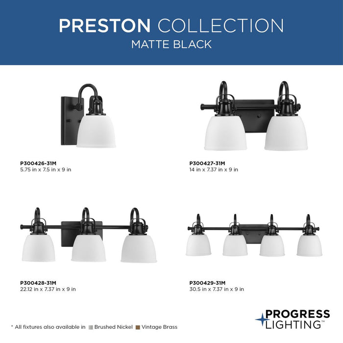 Progress Lighting Preston Collection 100W Three-Light Bath Fixture Matte Black (P300428-31M)