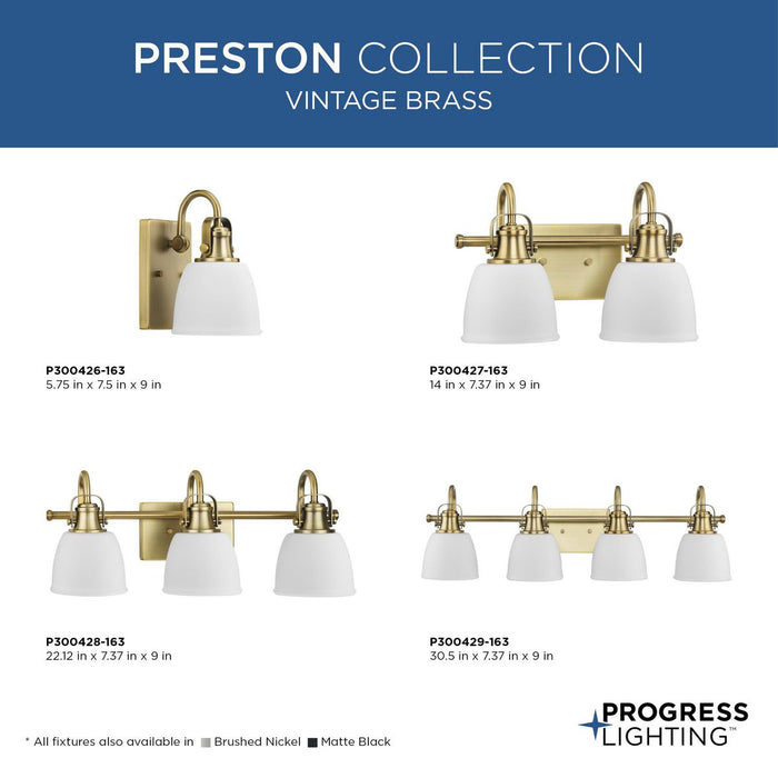 Progress Lighting Preston Collection 100W Two-Light Bath Fixture Vintage Brass (P300427-163)