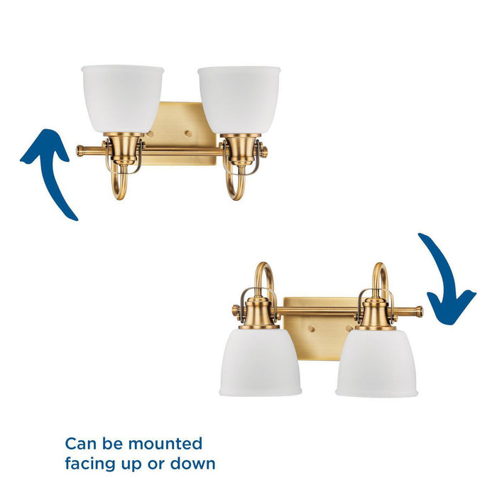 Progress Lighting Preston Collection 100W Two-Light Bath Fixture Vintage Brass (P300427-163)