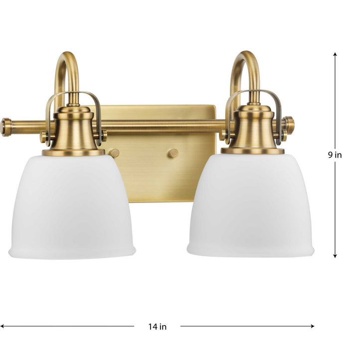 Progress Lighting Preston Collection 100W Two-Light Bath Fixture Vintage Brass (P300427-163)