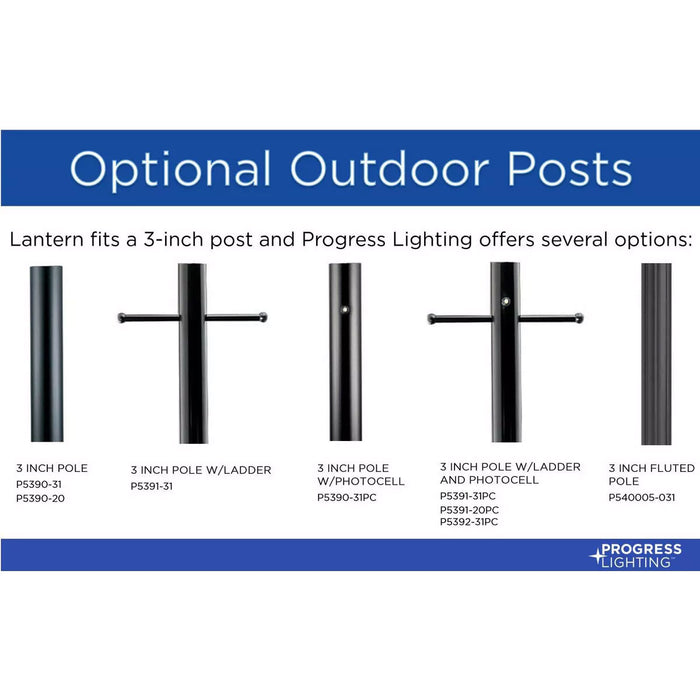 Progress Lighting Ramsey Collection 60W Three-Light Post Lantern Black (P540104-031)