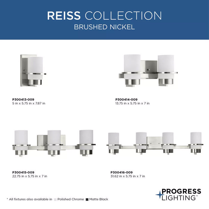 Progress Lighting Reiss Collection 100W Four-Light Bath Fixture Brushed Nickel (P300416-009)