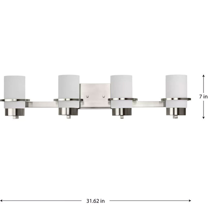 Progress Lighting Reiss Collection 100W Four-Light Bath Fixture Brushed Nickel (P300416-009)