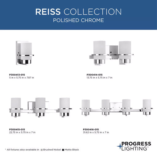 Progress Lighting Reiss Collection 100W One-Light Bath Fixture Polished Chrome (P300413-015)