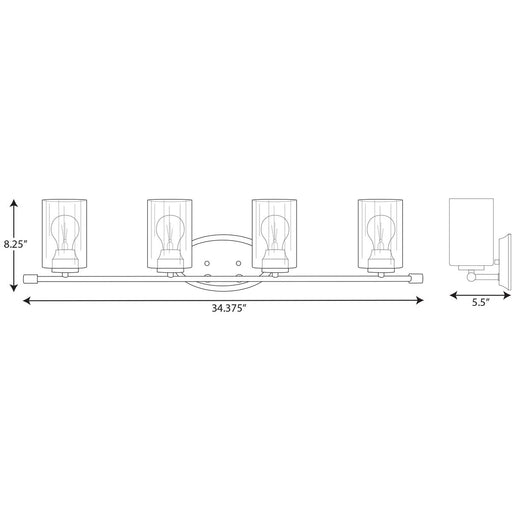 Progress Lighting Riley Collection Black Four-Light Bath (P300279-031)