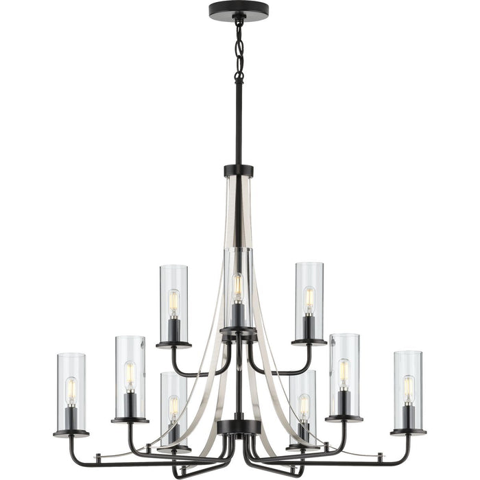 Progress Lighting Riley Collection Black Nine-Light Chandelier (P400210-031)