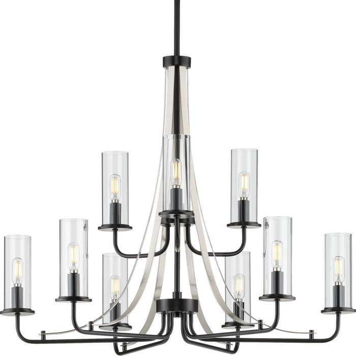 Progress Lighting Riley Collection Black Nine-Light Chandelier (P400210-031)
