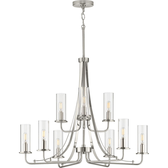 Progress Lighting Riley Collection Brushed Nickel Nine-Light Chandelier (P400210-009)