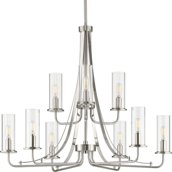 Progress Lighting Riley Collection Brushed Nickel Nine-Light Chandelier (P400210-009)