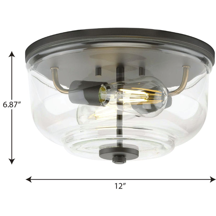 Progress Lighting Rushton Collection 2 Light 60W Medium Base Flush Mount Close To Ceiling Fixture (P350205-143)