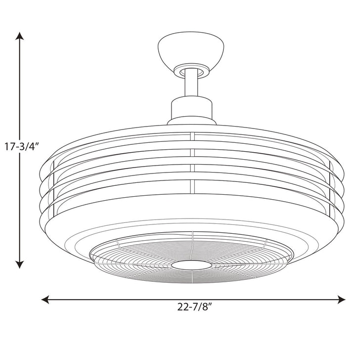 Progress Lighting Sanford 24 Inch Enclosed Indoor/Outdoor Ceiling Fan With LED Light 3000K (P2594-12930K)