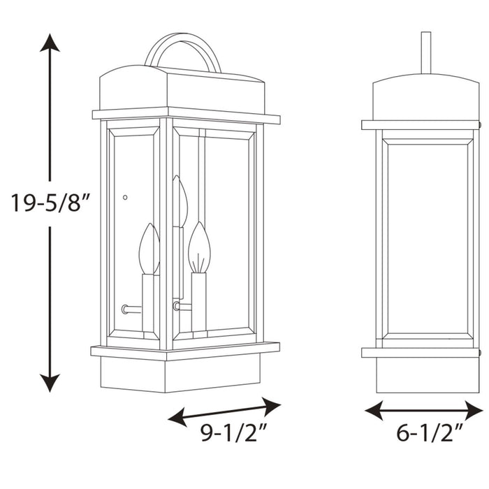 Progress Lighting Santee Collection Three-Light Large Wall-Lantern (P560003-020)