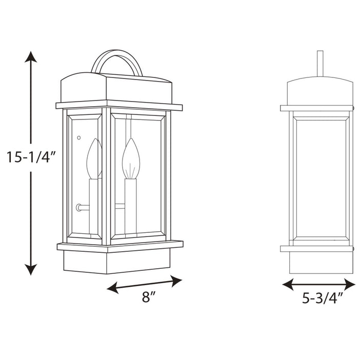 Progress Lighting Santee Collection Two-Light Medium Wall-Lantern (P560002-031)