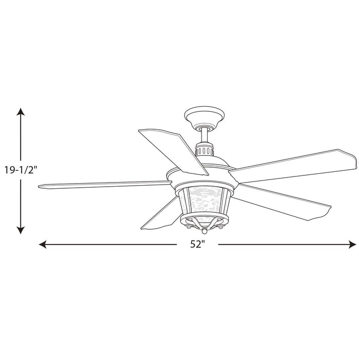 Progress Lighting Smyrna Collection Indoor/Outdoor 52 Inch Five Blade Ceiling Fan 3000K (P2576-8030K)