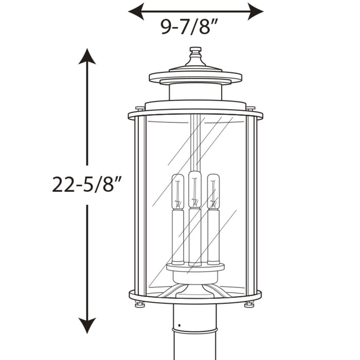 Progress Lighting Squire Collection Three-Light Post Lantern (P540012-020)