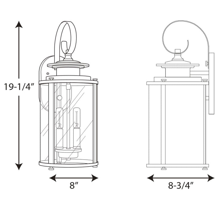 Progress Lighting Squire Collection Two-Light Medium Wall Lantern (P560037-031)