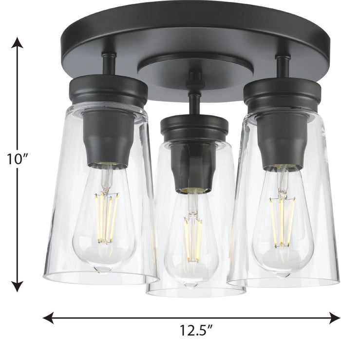 Progress Lighting Stockbrace Collection 3 Light 60W Medium Base Flush Mount Close To Ceiling Fixture (P350181-031)