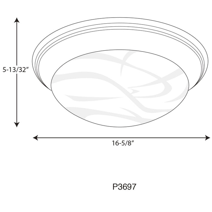 Progress Lighting Three-Light Alabaster Glass 16-5/8 Inch Close-To-Ceiling (P3697-20)