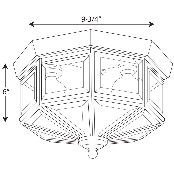 Progress Lighting Three-Light Beveled Glass 9-3/4 Inch Close-To-Ceiling (P5788-10)