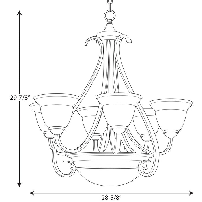 Progress Lighting Torino Collection Six-Light Two-Tier Chandelier (P4417-09)