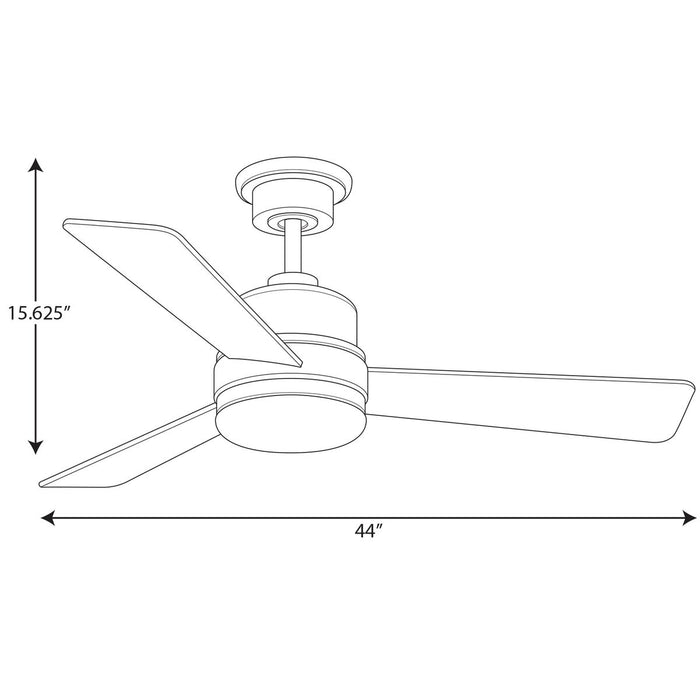 Progress Lighting Trevina II Collection 44 Inch Three-Blade Brushed Nickel Ceiling Fan 3000K (P2555-0930K)