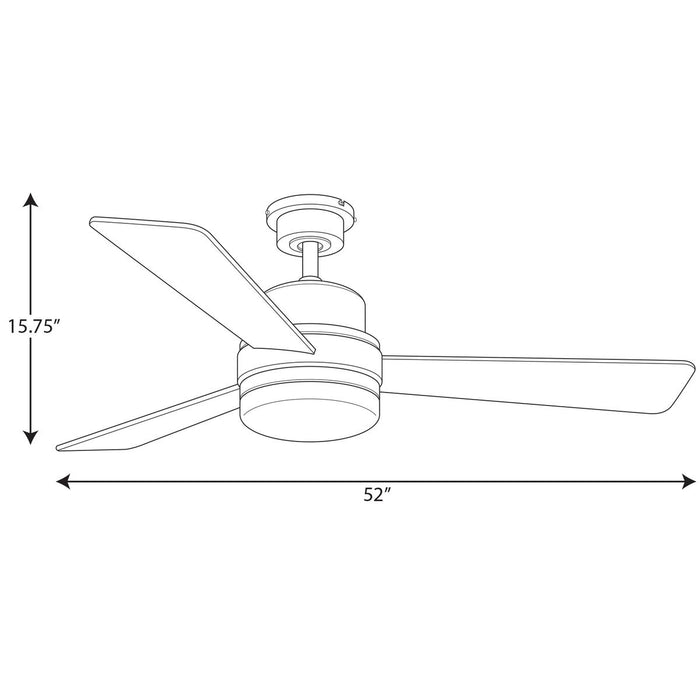 Progress Lighting Trevina II Collection 52 Inch Three-Blade Architectural Bronze Ceiling Fan 3000K (P2553-129WB)