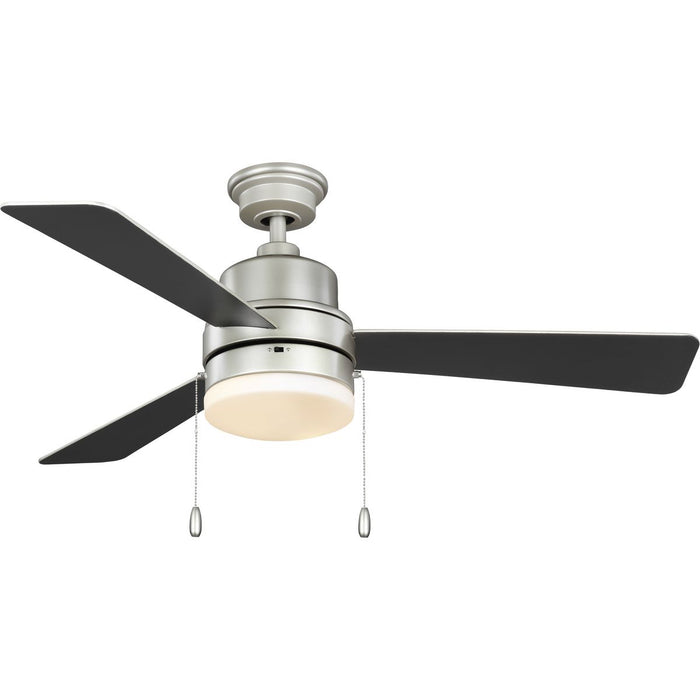 Progress Lighting Trevina V 52 Inch 3-Blade Indoor Painted Nickel Energy Star Modern Ceiling Fan With Light Kit And White Opal Shade (P250076-152-WB)