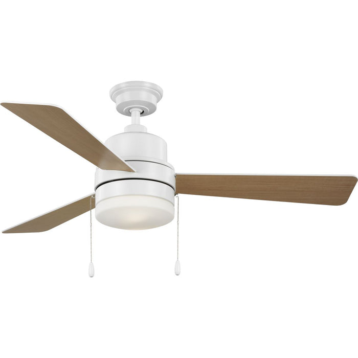 Progress Lighting Trevina V 52 Inch 3-Blade Indoor Satin White Energy Star Modern Ceiling Fan With Light Kit And White Opal Shade (P250076-028-WB)