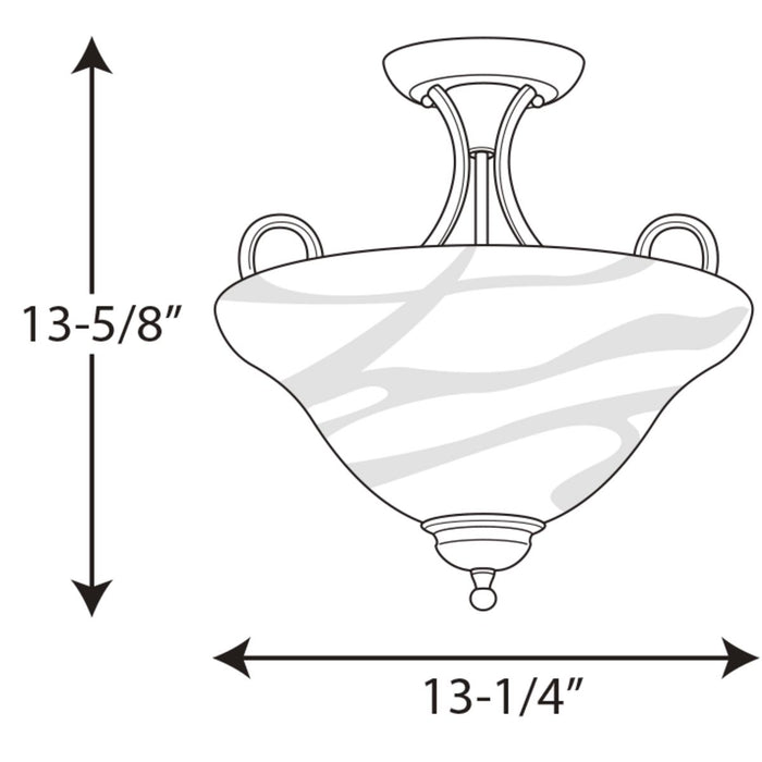 Progress Lighting Two-Light 13-1/4 Inch Semi-Flush (P3460-20)