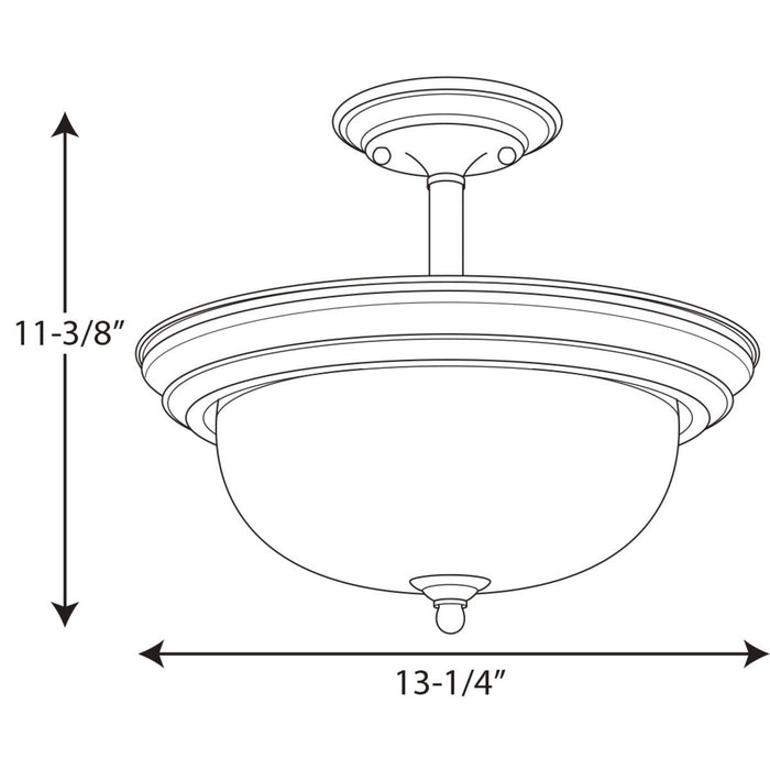 Progress Lighting Two-Light Dome Glass 13-1/4 Inch Semi Flush Convertible (P3927-09)