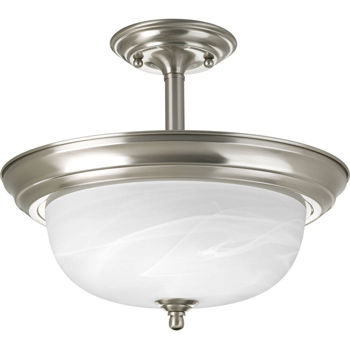Progress Lighting Two-Light Dome Glass 13-1/4 Inch Semi Flush Convertible (P3927-09)