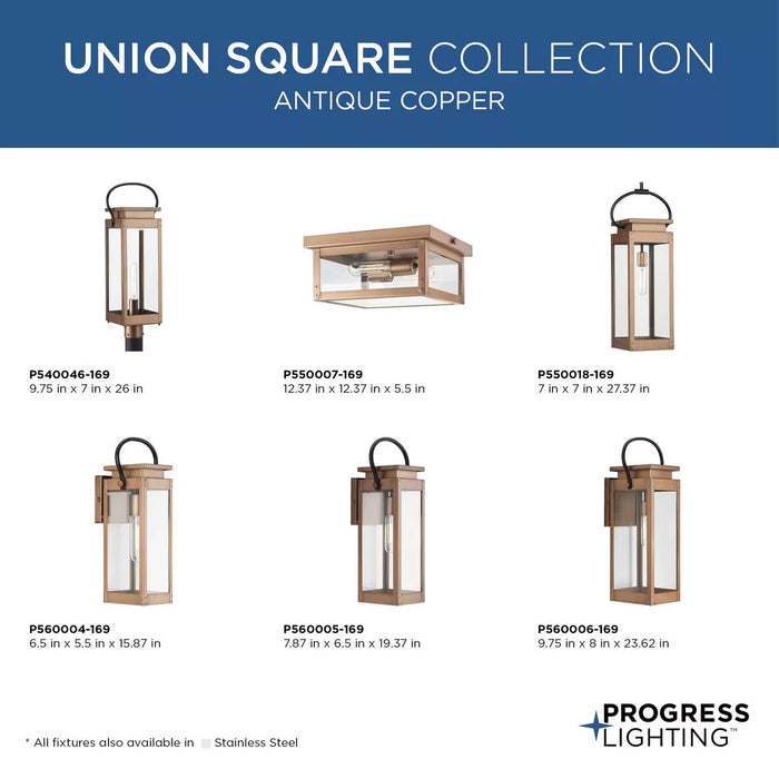 Progress Lighting Union Square Collection 100W One-Light Post Lantern Antique Copper (Painted) (P540046-169)