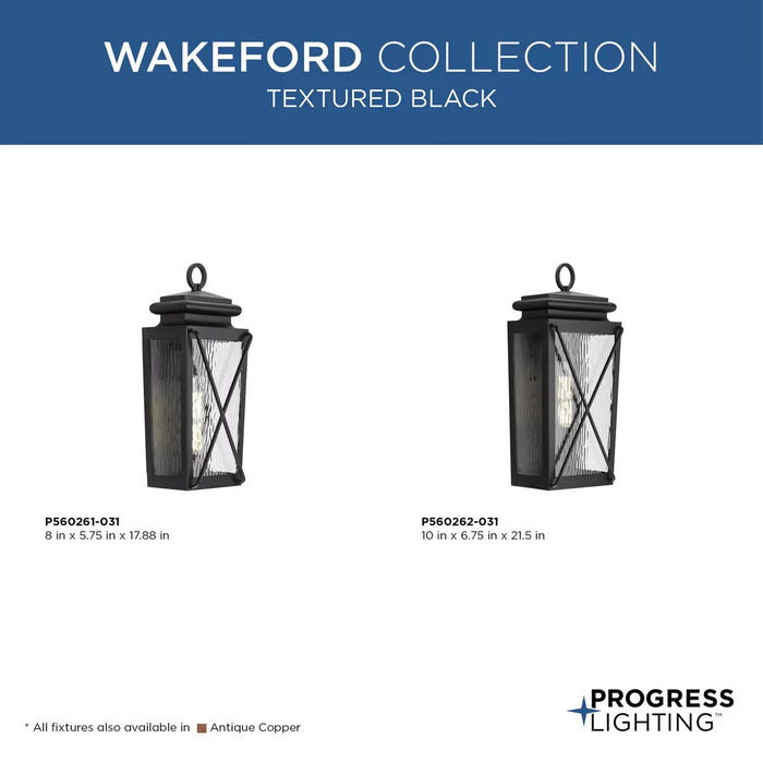 Progress Lighting Wakeford Collection 60W One-Light Wall Lantern Black (P560262-031)