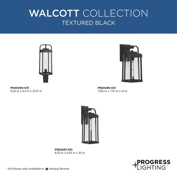 Progress Lighting Walcott Collection 60W One-Light Wall Lantern Black (P560286-031)