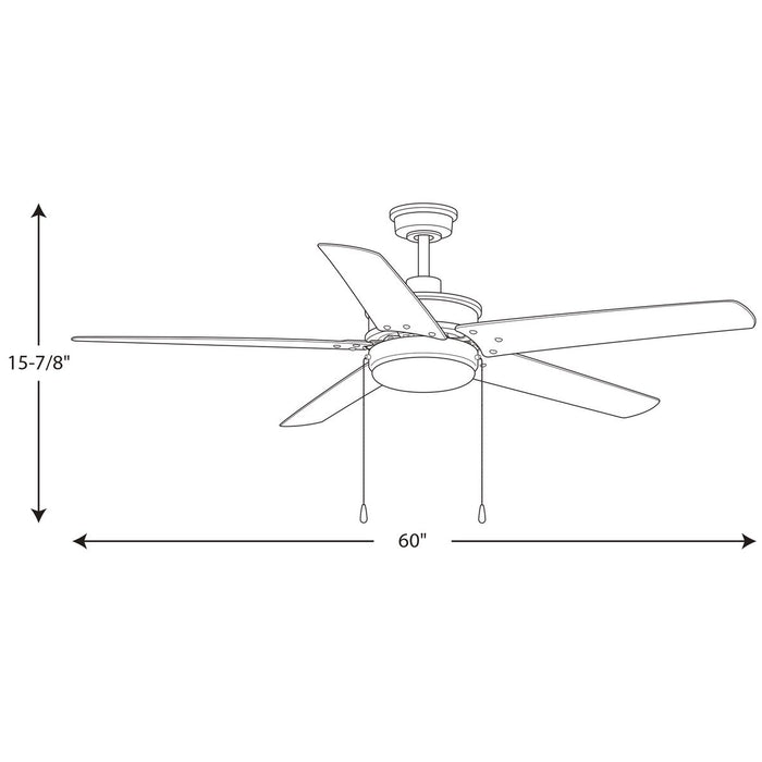 Progress Lighting Whirl Collection 60 Inch Five Blade Ceiling Fan 3000K (P2574-2030K)